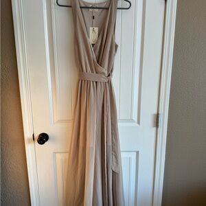 Joyfolie Beige Sleeveless Maxi Dress
